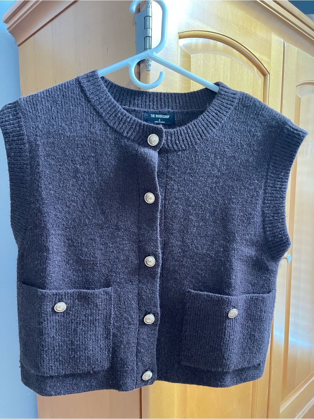 The Workshop Button Up Sweater Vest Brown Small